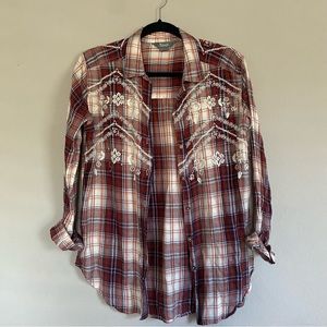 Natural Reflections Embroidered Plaid Flannel